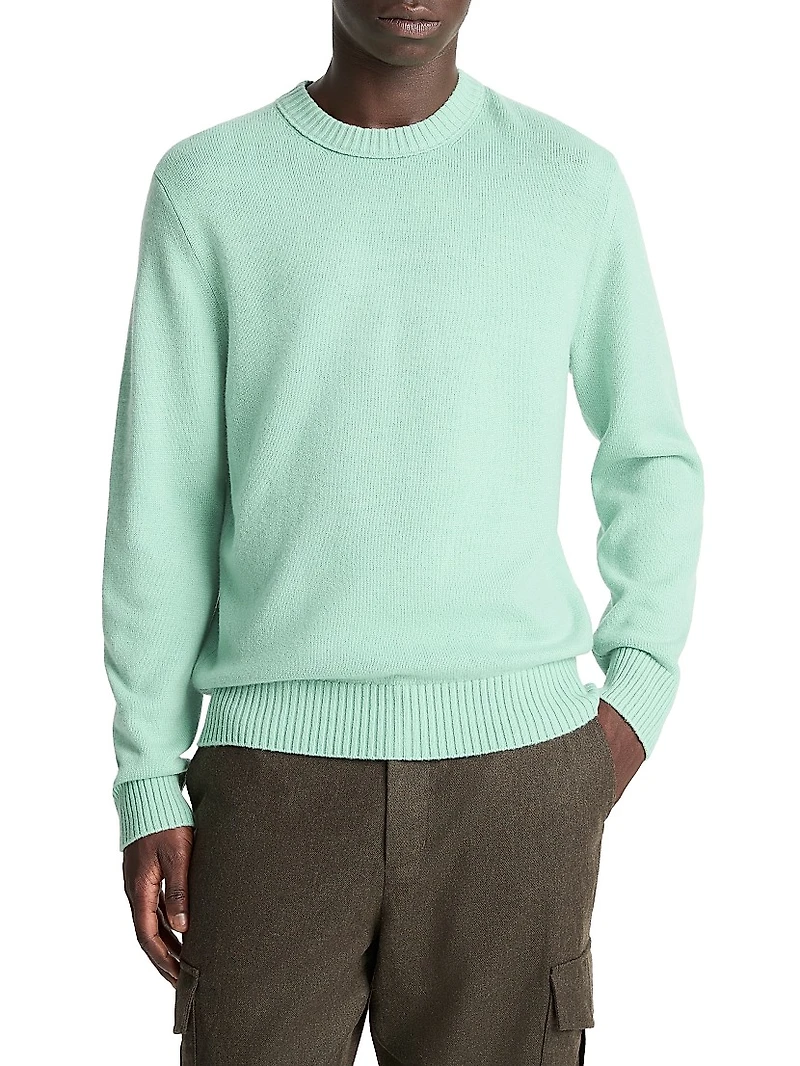 Cashmere-Blend Long-Sleeve Crewneck Sweater