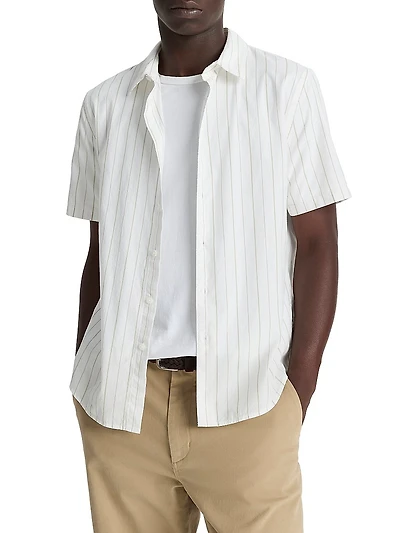 Chatsworth Striped Short-Sleeve Cotton Shirt