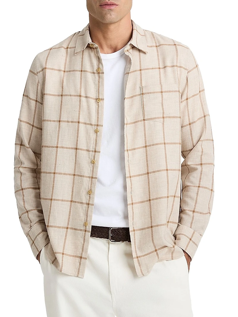 Rookery Plaid Cotton French Placket Shirt