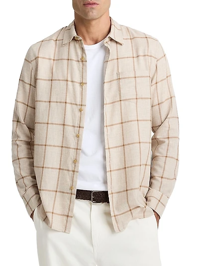 Rookery Plaid Cotton French Placket Shirt