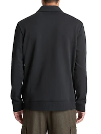 French Terry Long-Sleeve Quarter-Zip Polo Sweater