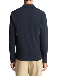 Variegated Textured Long-Sleeve Polo Shirt