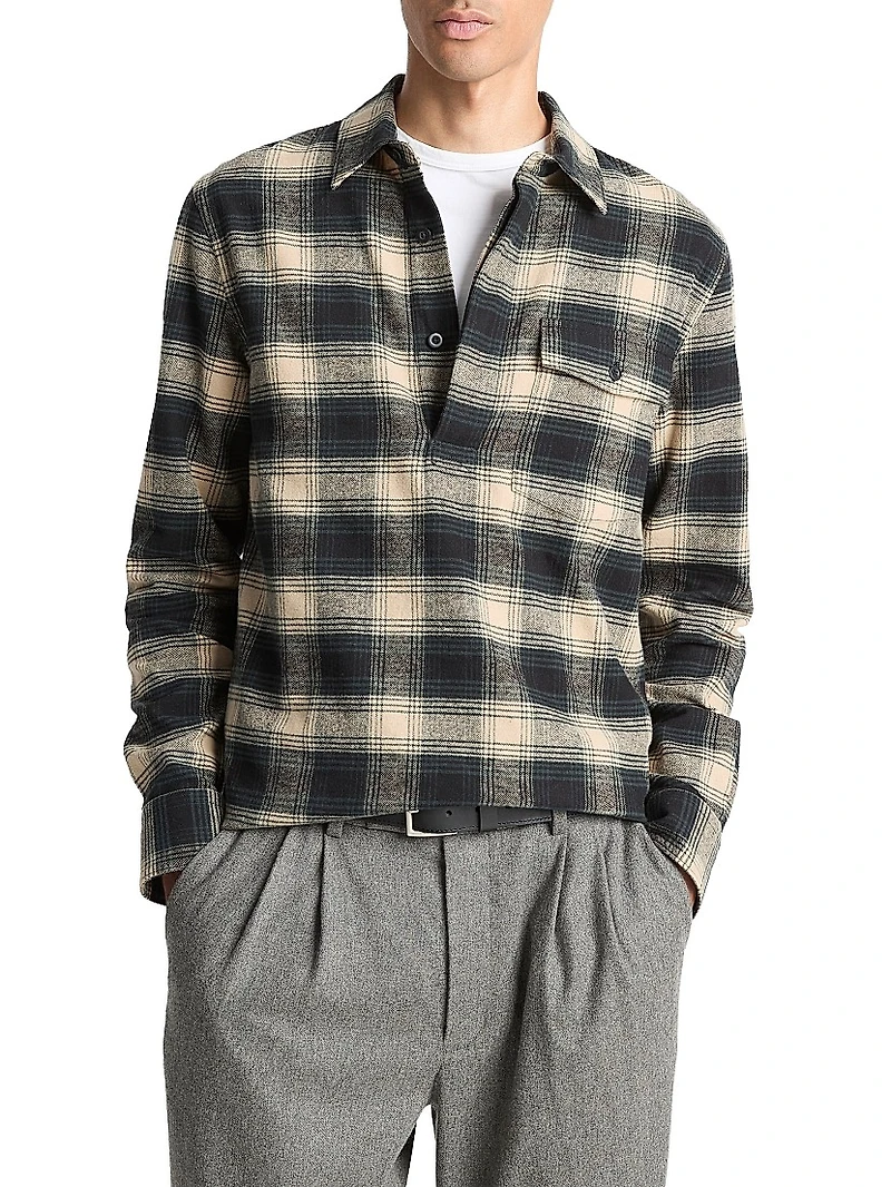 Bowden Plaid Cotton Popover Shirt