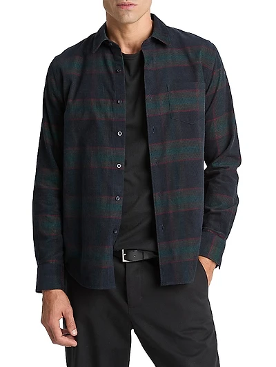 Holme Plaid Cotton French Placket Shirt