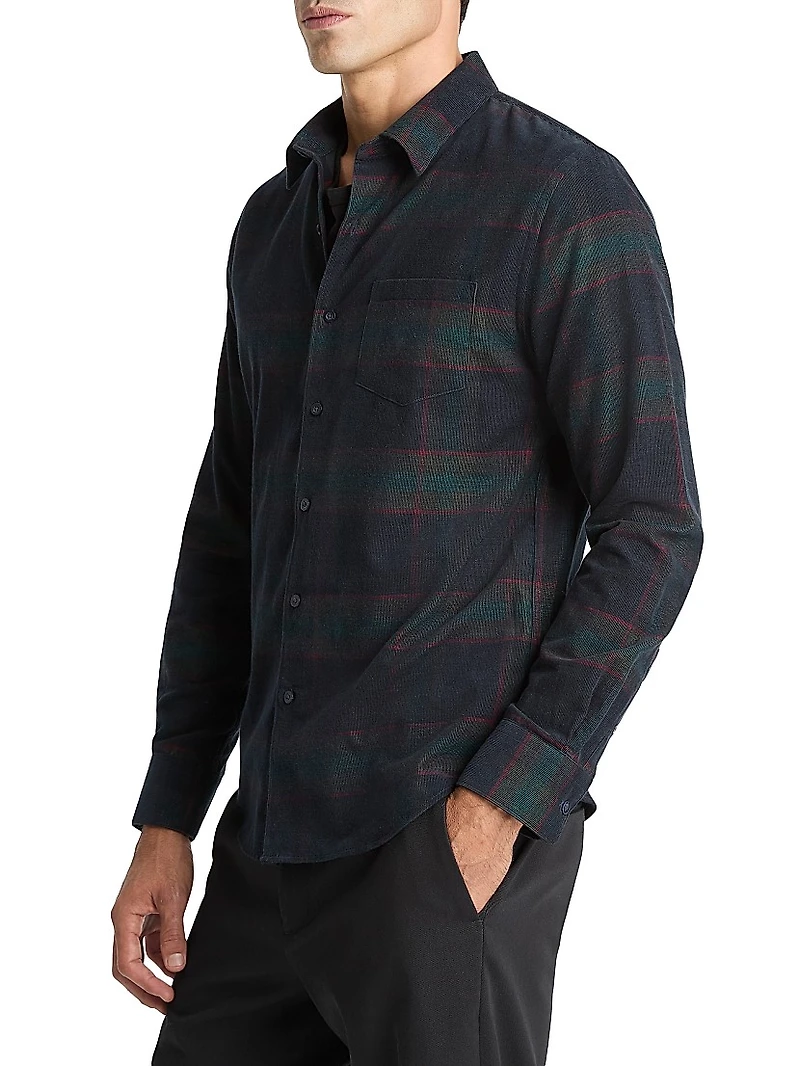 Holme Plaid Cotton French Placket Shirt