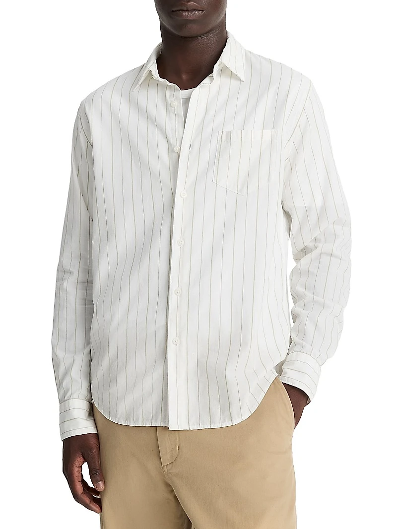 Chatsworth Striped Cotton French Placket Shirt