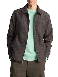 Plaid Wool-Blend Full-Zip Jacket
