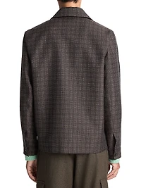 Plaid Wool-Blend Full-Zip Jacket