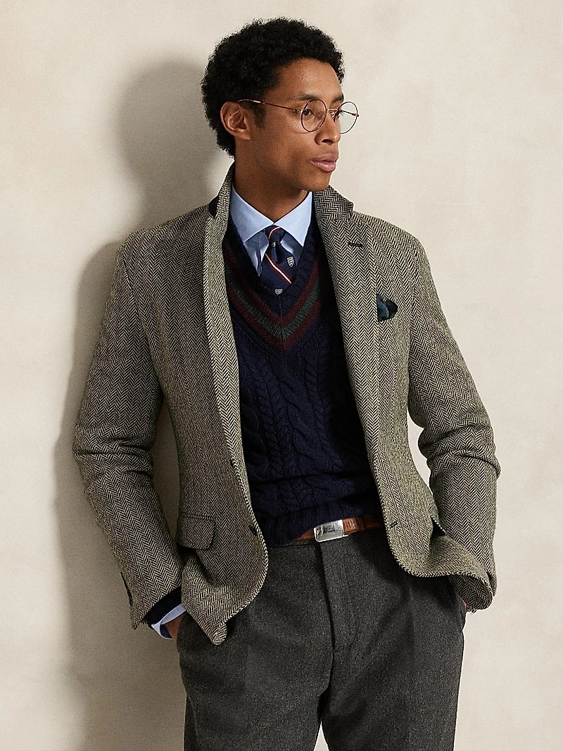 Cable-Knit Wool-Blend V-Neck Sweater