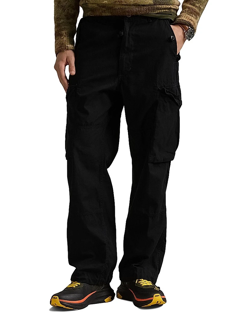 Cotton Straight-Leg Cargo Pants