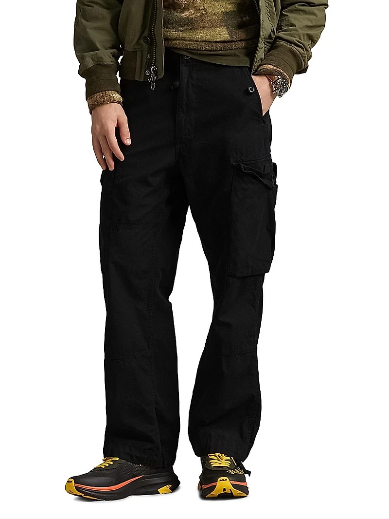Cotton Straight-Leg Cargo Pants