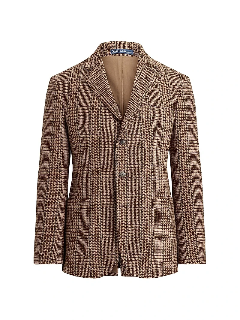Plaid Wool Single-Breasted Blazer