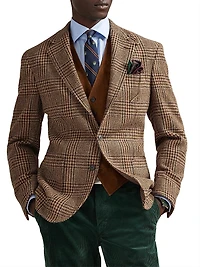 Plaid Wool Single-Breasted Blazer