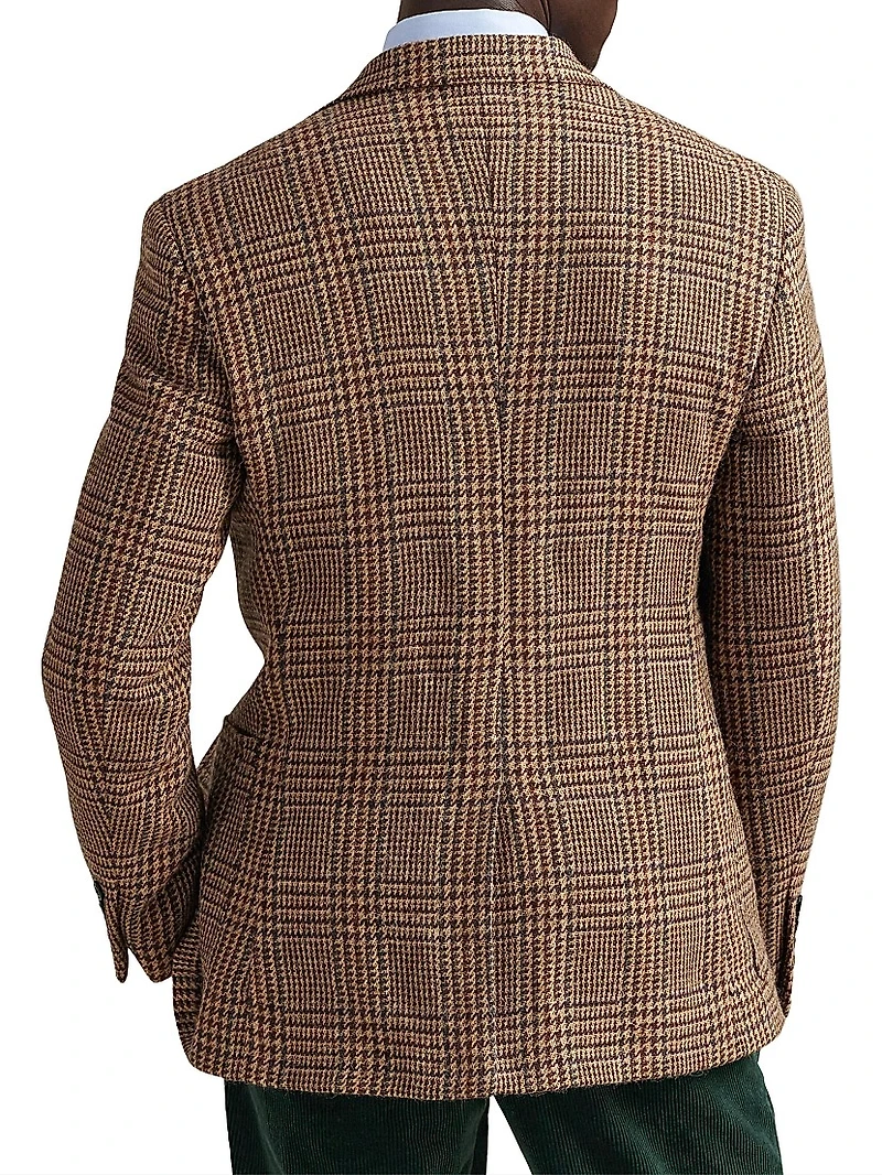 Plaid Wool Single-Breasted Blazer