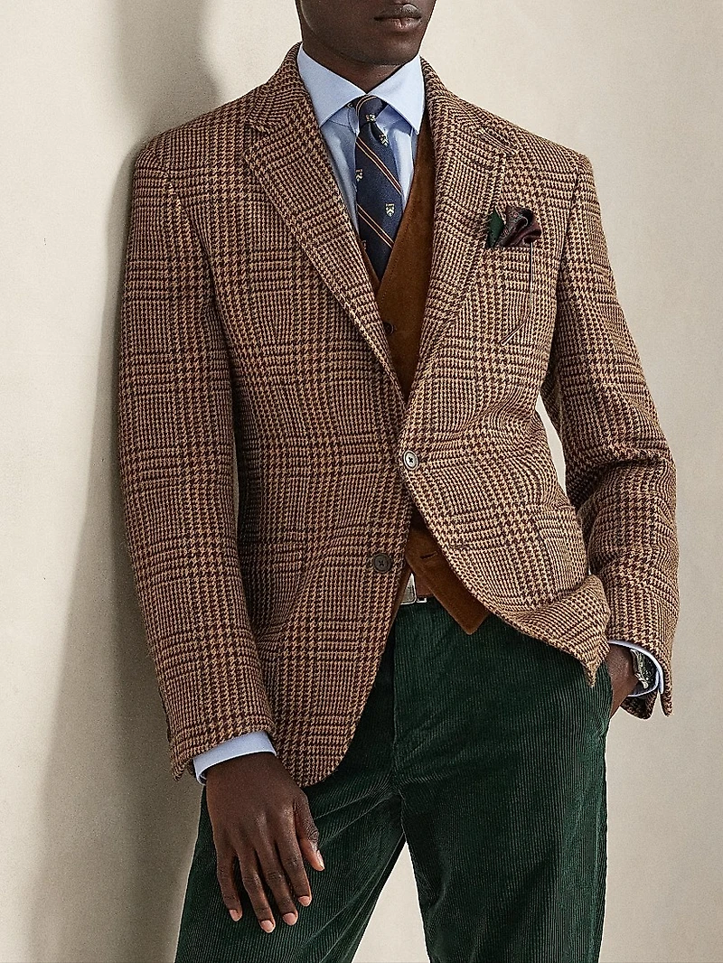 Plaid Wool Single-Breasted Blazer