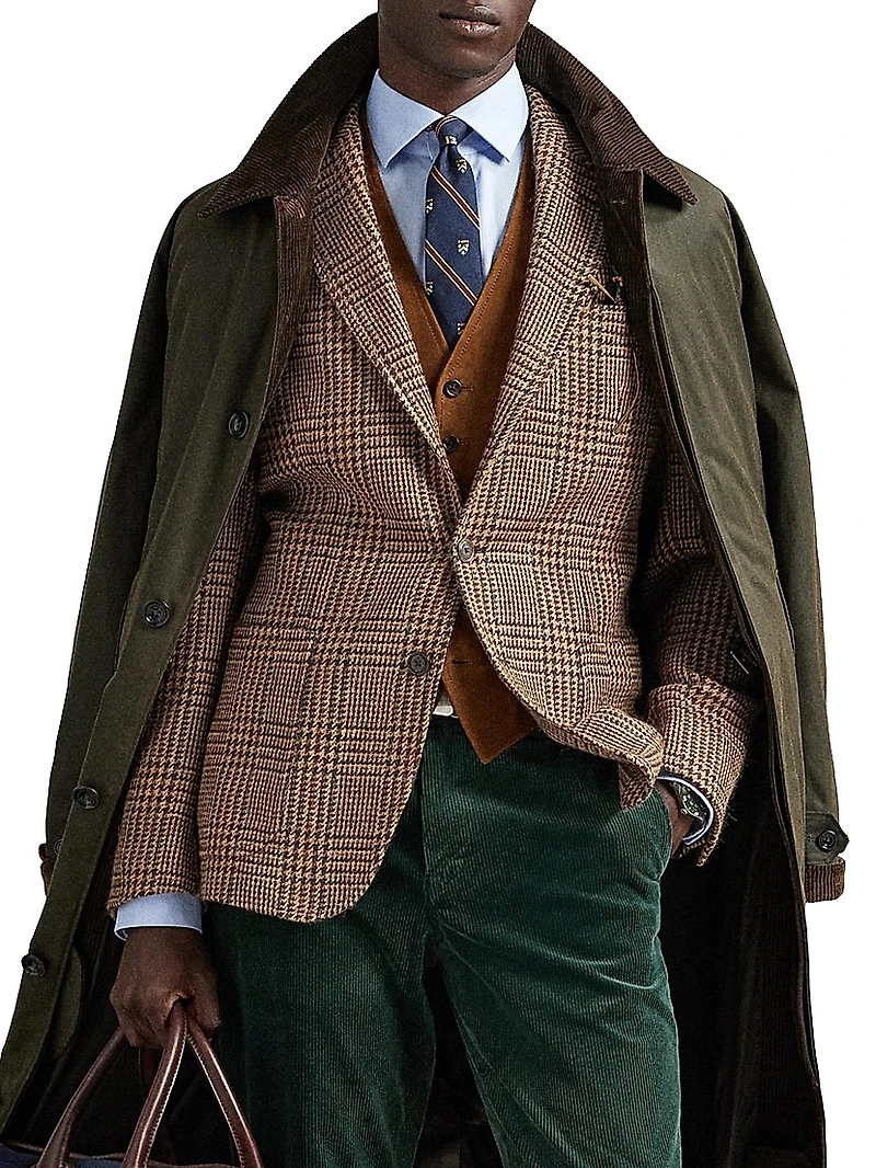 Plaid Wool Single-Breasted Blazer