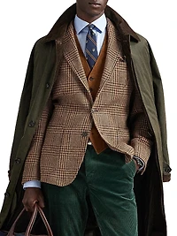 Plaid Wool Single-Breasted Blazer