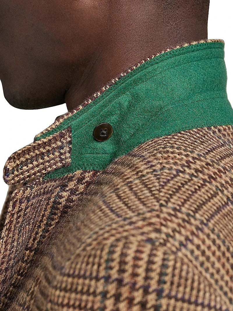 Plaid Wool Single-Breasted Blazer