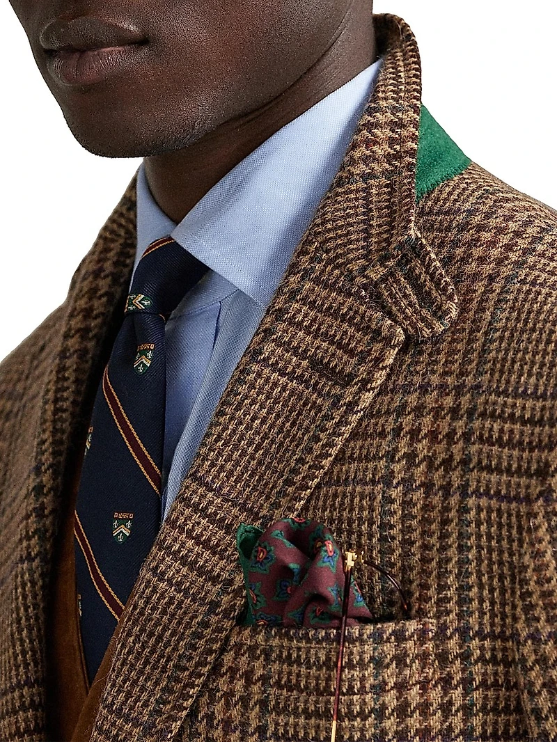 Plaid Wool Single-Breasted Blazer