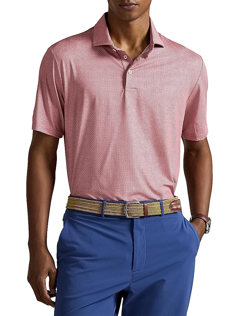Micro-Print Piqué-Knit Polo Shirt