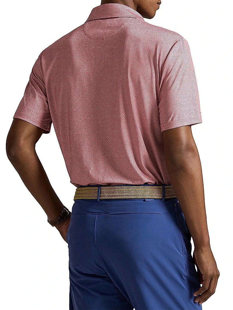 Micro-Print Piqué-Knit Polo Shirt