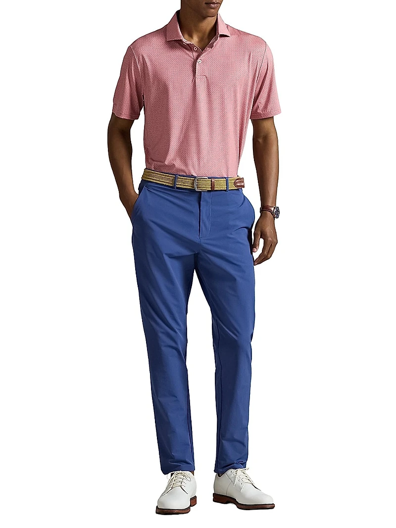Micro-Print Piqué-Knit Polo Shirt