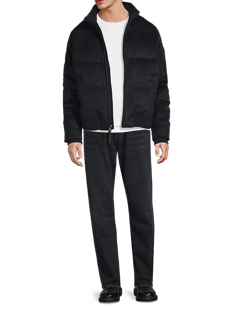 Brushed Wool-Blend Down Jacket