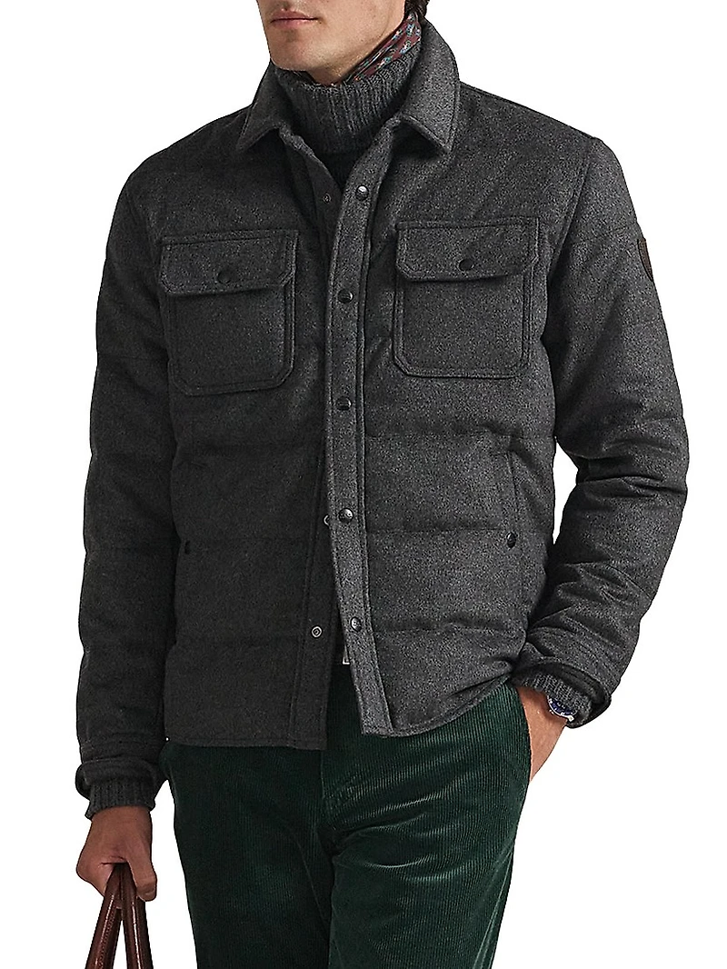 Quilted Wool-Blend Down Jacket