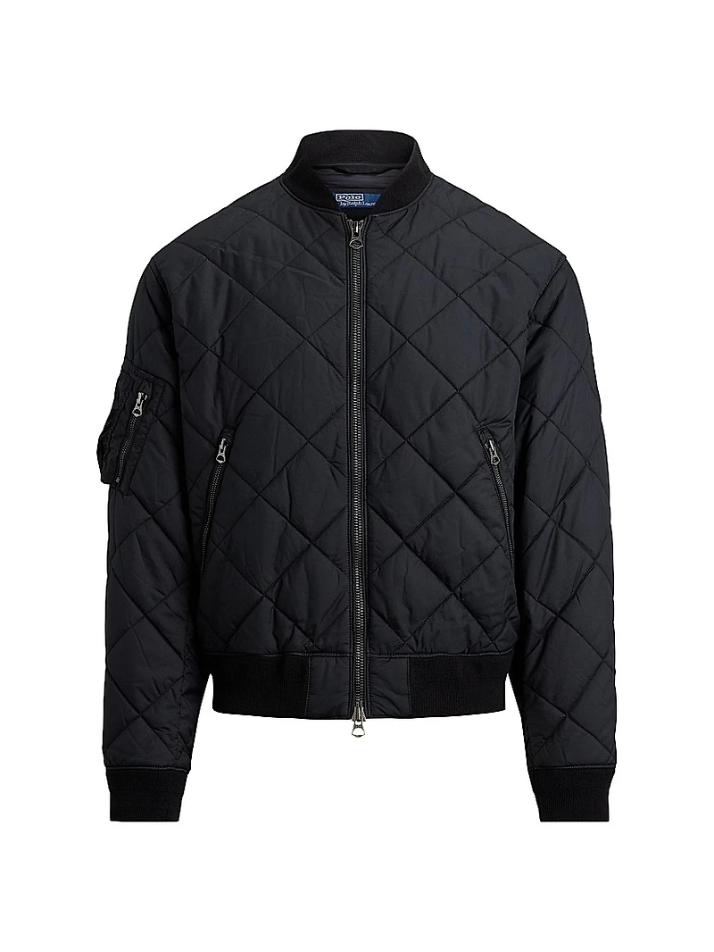Diamond-Quilted Bomber Jacket