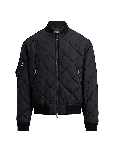 Diamond-Quilted Bomber Jacket