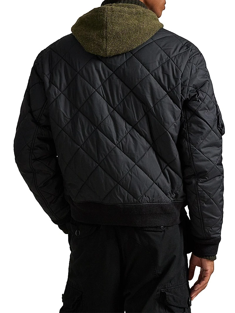Diamond-Quilted Bomber Jacket
