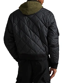 Diamond-Quilted Bomber Jacket