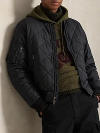 Diamond-Quilted Bomber Jacket