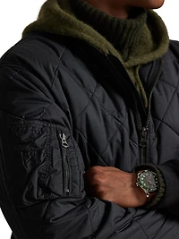 Diamond-Quilted Bomber Jacket