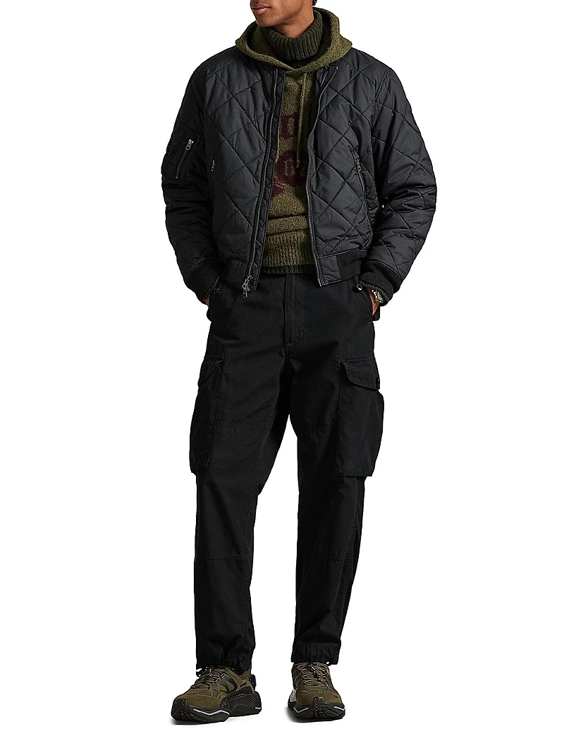 Diamond-Quilted Bomber Jacket
