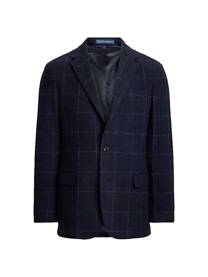 Windowpane Wool Single-Breasted Jacket