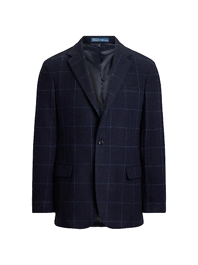 Windowpane Wool Single-Breasted Jacket