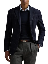Windowpane Wool Single-Breasted Jacket