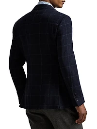 Windowpane Wool Single-Breasted Jacket