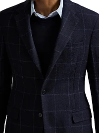 Windowpane Wool Single-Breasted Jacket