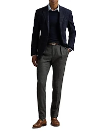 Windowpane Wool Single-Breasted Jacket