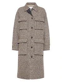 Virgin Wool and Silk Mélange Diagonal Coat with Thermore® Padding Monili