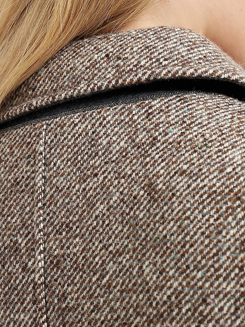 Virgin Wool and Silk Mélange Diagonal Coat with Thermore® Padding Monili