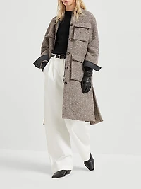 Virgin Wool and Silk Mélange Diagonal Coat with Thermore® Padding Monili