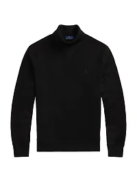 Waffle Knit Stretch Cotton Turtleneck Sweater