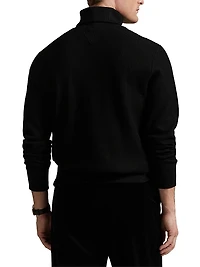 Waffle Knit Stretch Cotton Turtleneck Sweater
