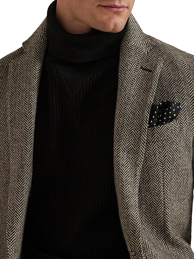 Waffle Knit Stretch Cotton Turtleneck Sweater