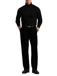 Waffle Knit Stretch Cotton Turtleneck Sweater