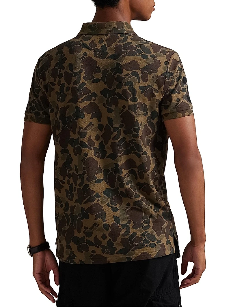 Outdoorsman Print Cotton Polo Shirt