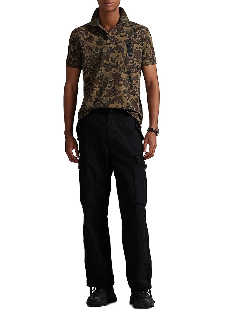 Outdoorsman Print Cotton Polo Shirt